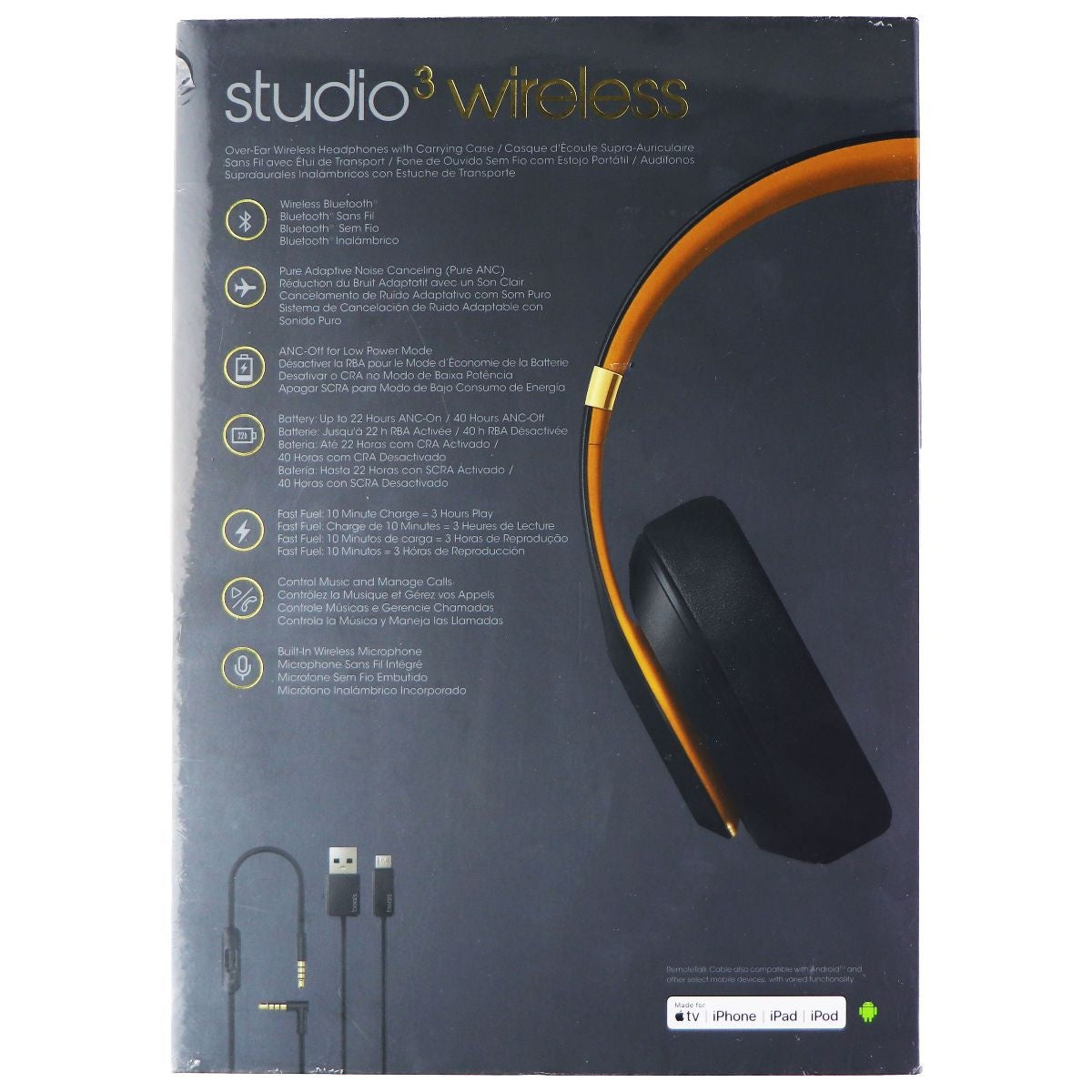 Beats Studio3 Wireless Noise Cancelling Over-Ear Headphones - Midnight Black
