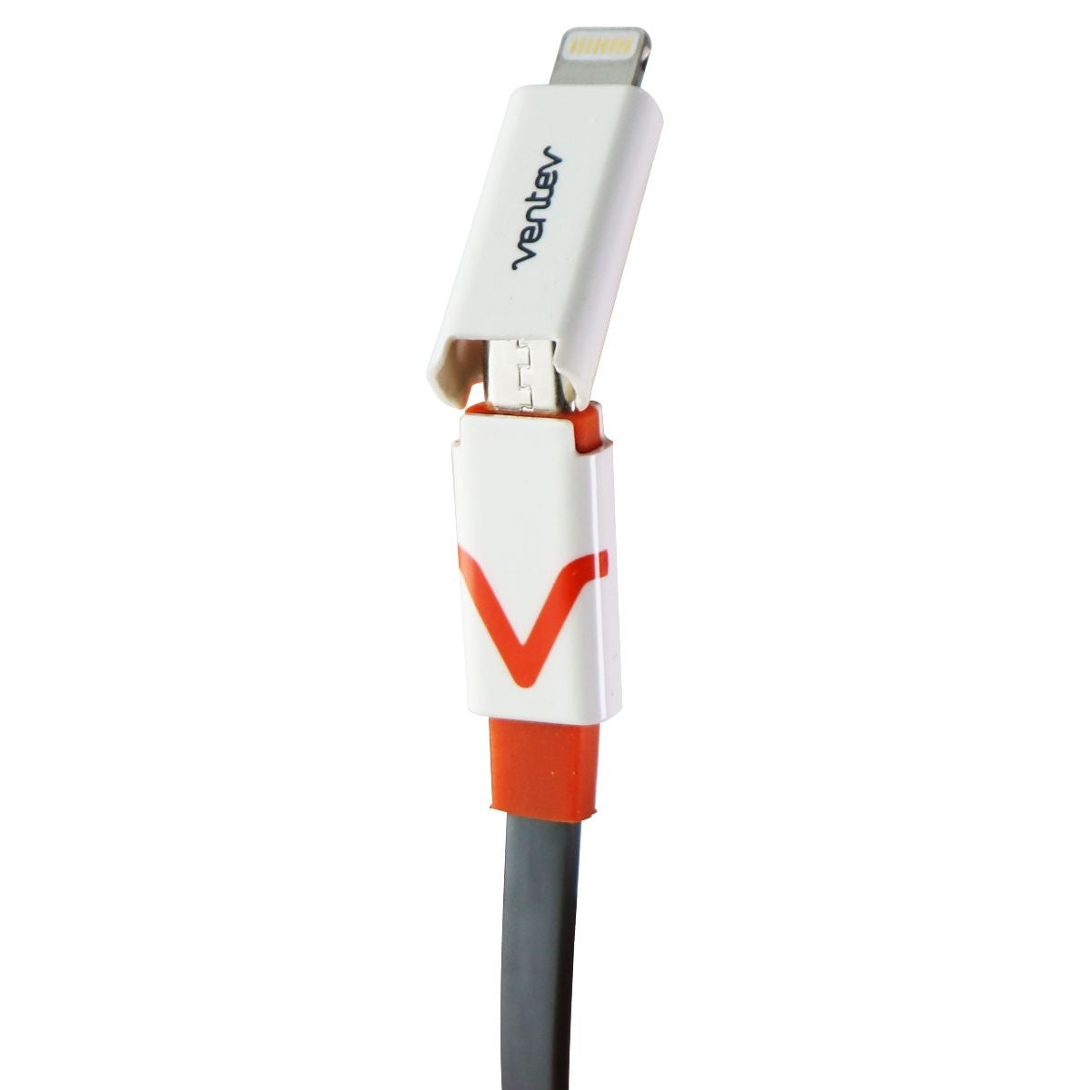 Ventev (3 Foot) Micro-USB and Lightning 8-Pin Switch Tip USB Cable - Gray/Orange Cell Phone - Cables & Adapters Ventev - Simple Cell Bulk Wholesale Pricing - USA Seller