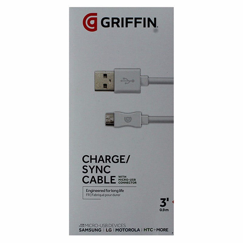 Griffin ( GC40597 ) Charge and Sync Cable for Micro - USB Devices - White Cell Phone - Cables & Adapters Griffin    - Simple Cell Bulk Wholesale Pricing - USA Seller