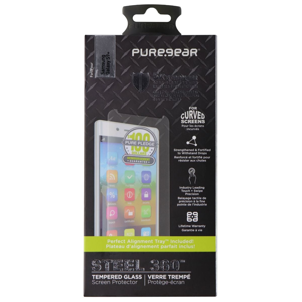 PureGear Steel 360 Tempered Glass Protector for Galaxy S9+ (Plus Model) Cell Phone - Screen Protectors PureGear    - Simple Cell Bulk Wholesale Pricing - USA Seller