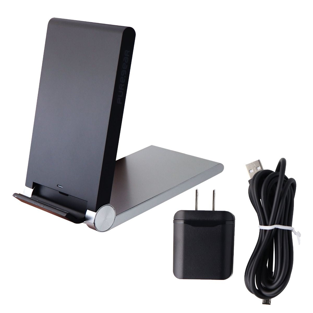 PureGear 10W Fast Wireless Charging Pad with Kickstand (62455PG) - Black/Silver Cell Phone - Chargers & Cradles PureGear - Simple Cell Bulk Wholesale Pricing - USA Seller