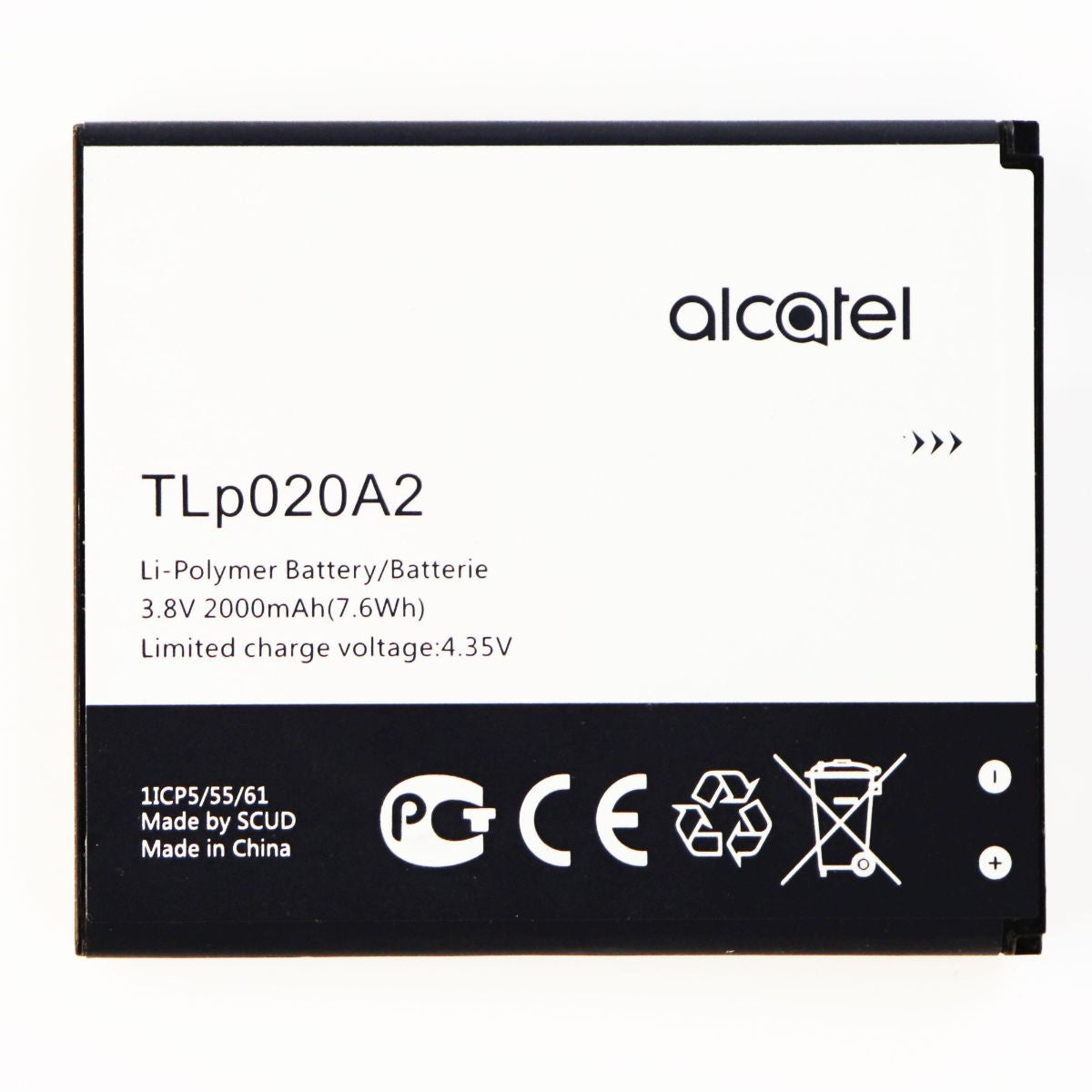 Alcatel Li-Polymer 2000mAh OEM Battery (TLp020A2) 3.8V OneTouch POP S3 STAR A845 Cell Phone - Batteries Alcatel - Simple Cell Bulk Wholesale Pricing - USA Seller