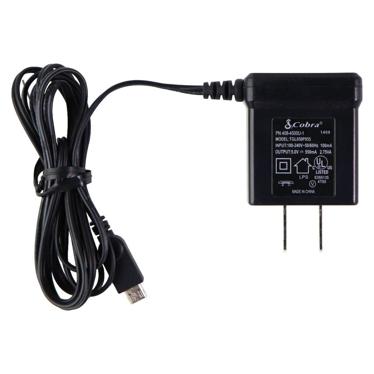 Cobra (5V/550mA) Wall Charger Micro-USB Adapter (TGL050P055 / 408-4500U-1) Cell Phone - Chargers & Cradles Cobra - Simple Cell Bulk Wholesale Pricing - USA Seller