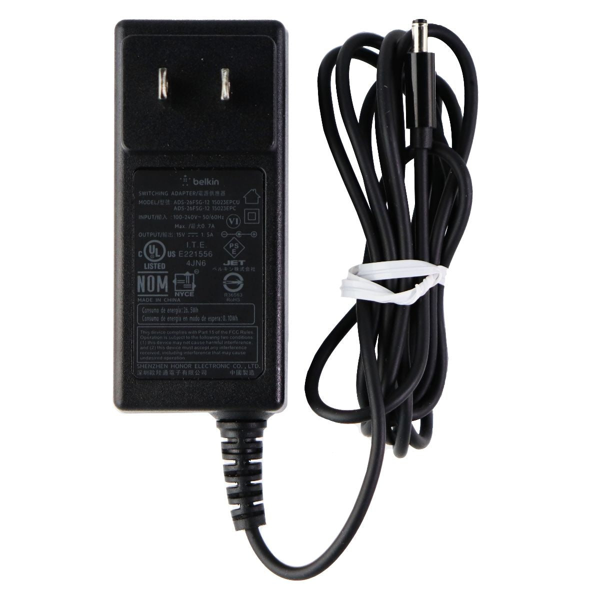 Belkin (15V/1.5A) Switching Adapter Power Supply -Black (ADS-26FSG-12) 15023EPCU Multipurpose Batteries & Power - Multipurpose AC to DC Adapters Belkin - Simple Cell Bulk Wholesale Pricing - USA Seller