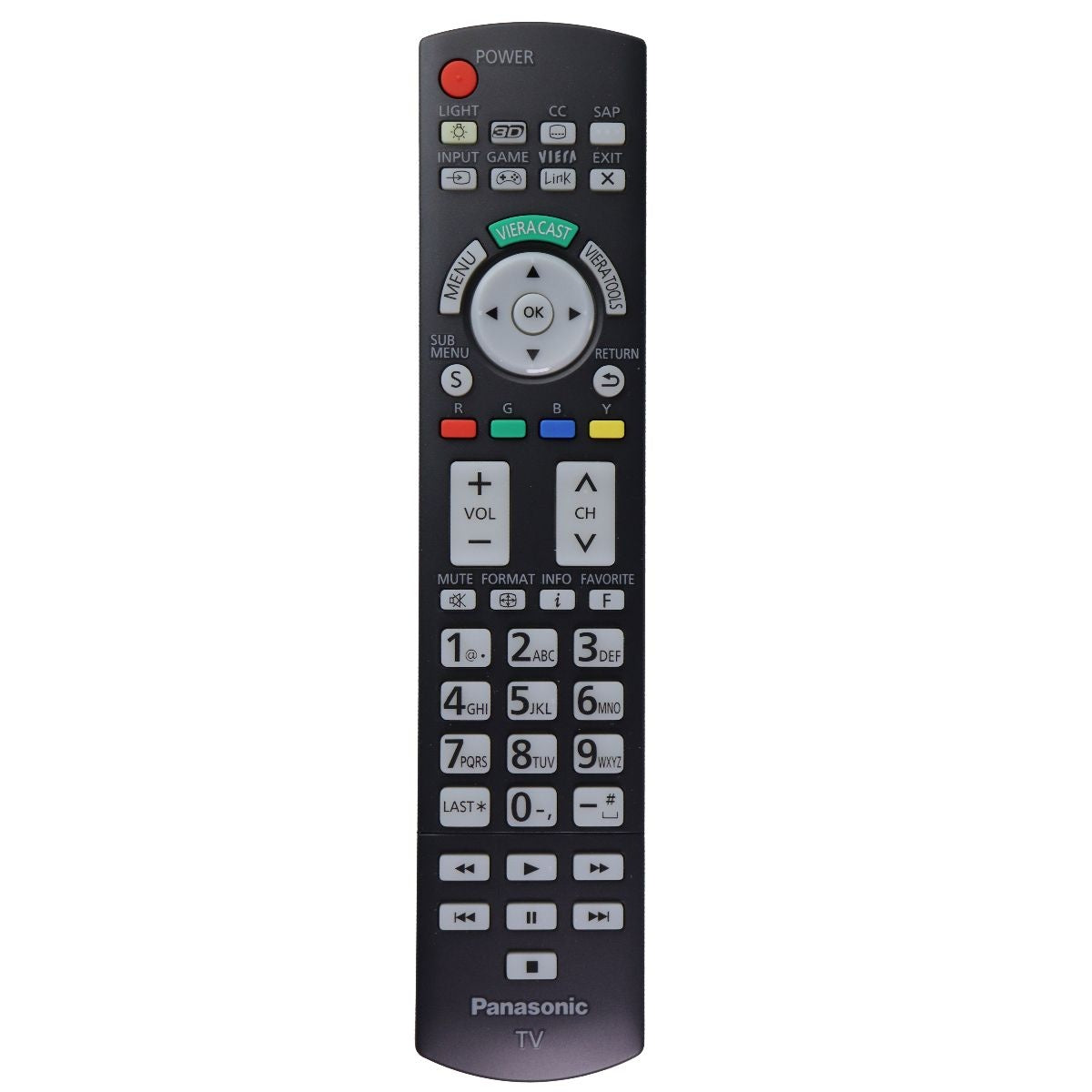 Panasonic TV Remote Control - Black (N2QAYB000571) TV, Video & Audio Accessories - Remote Controls Panasonic - Simple Cell Bulk Wholesale Pricing - USA Seller