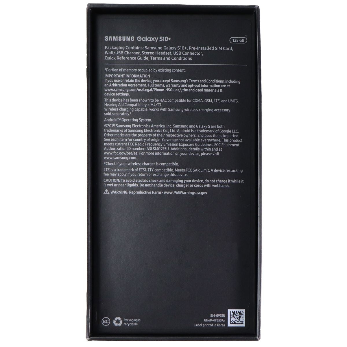 RETAIL BOX - Samsung Galaxy S10 Plus Assorted Color and Gb- NO DEVICE Cell Phone - Other Accessories Samsung - Simple Cell Bulk Wholesale Pricing - USA Seller