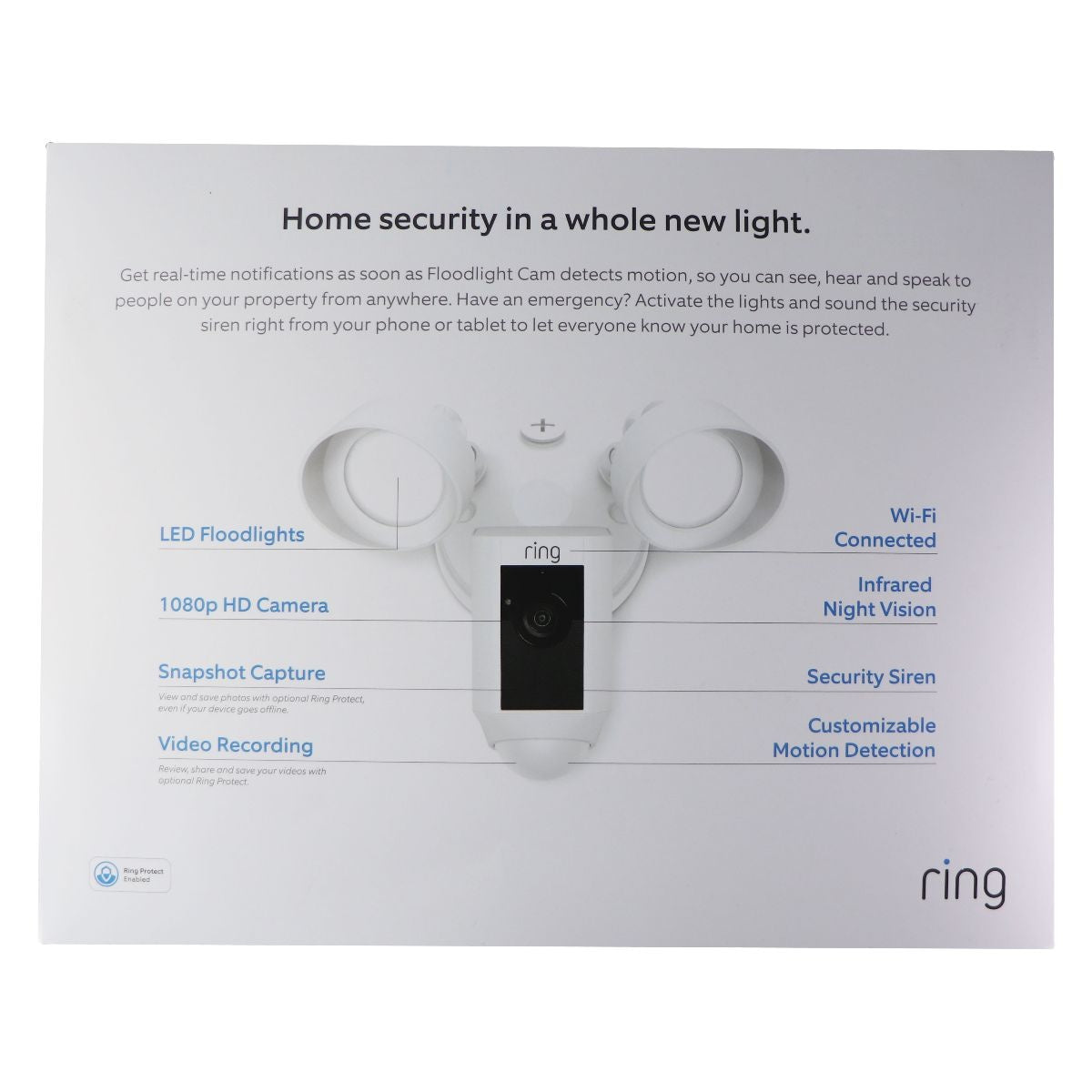 Ring Flood Light Cam Motion Activated Camera & Floodlight with Speaker - White Home Surveillance - Security Cameras Ring - Simple Cell Bulk Wholesale Pricing - USA Seller