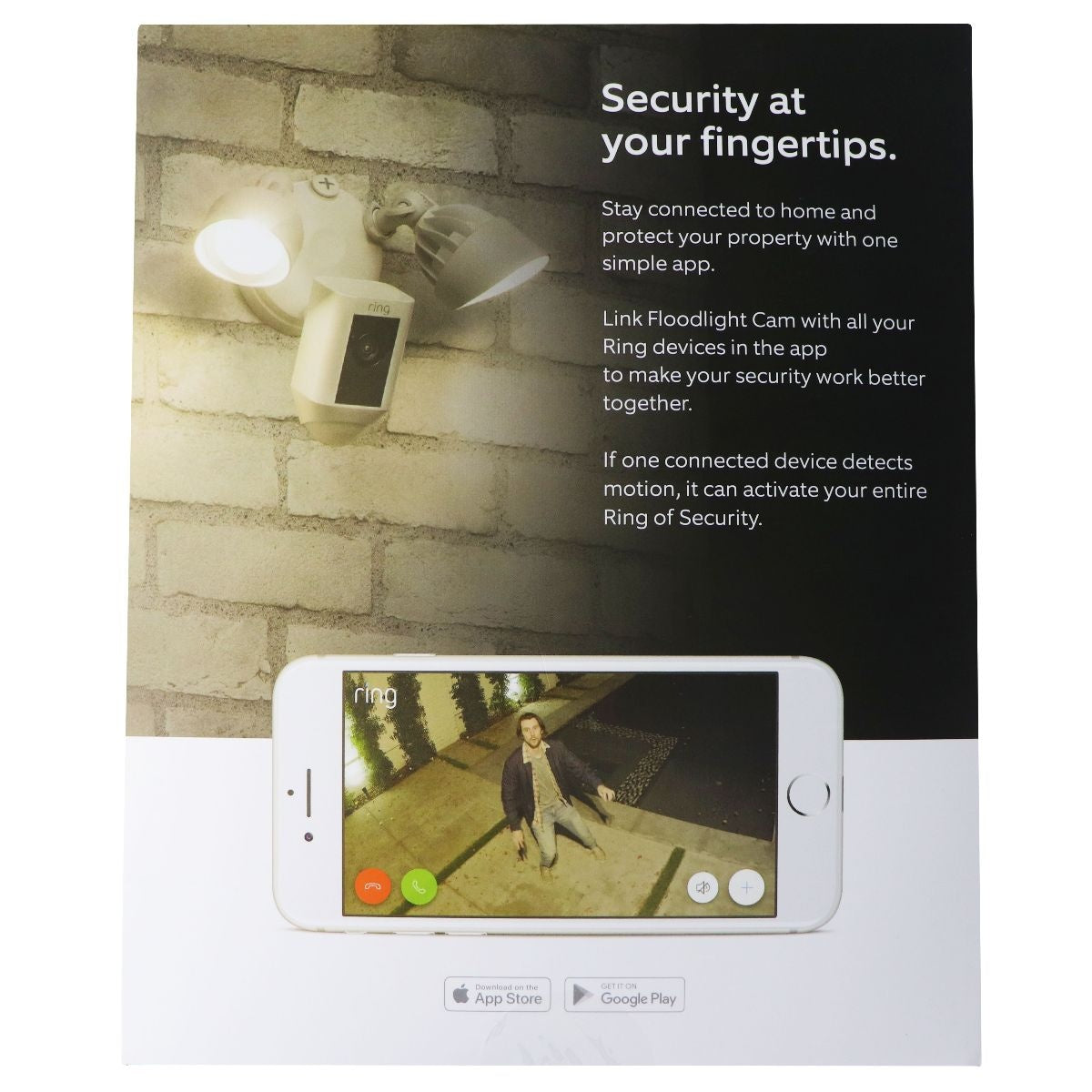 Ring Flood Light Cam Motion Activated Camera & Floodlight with Speaker - White Home Surveillance - Security Cameras Ring - Simple Cell Bulk Wholesale Pricing - USA Seller