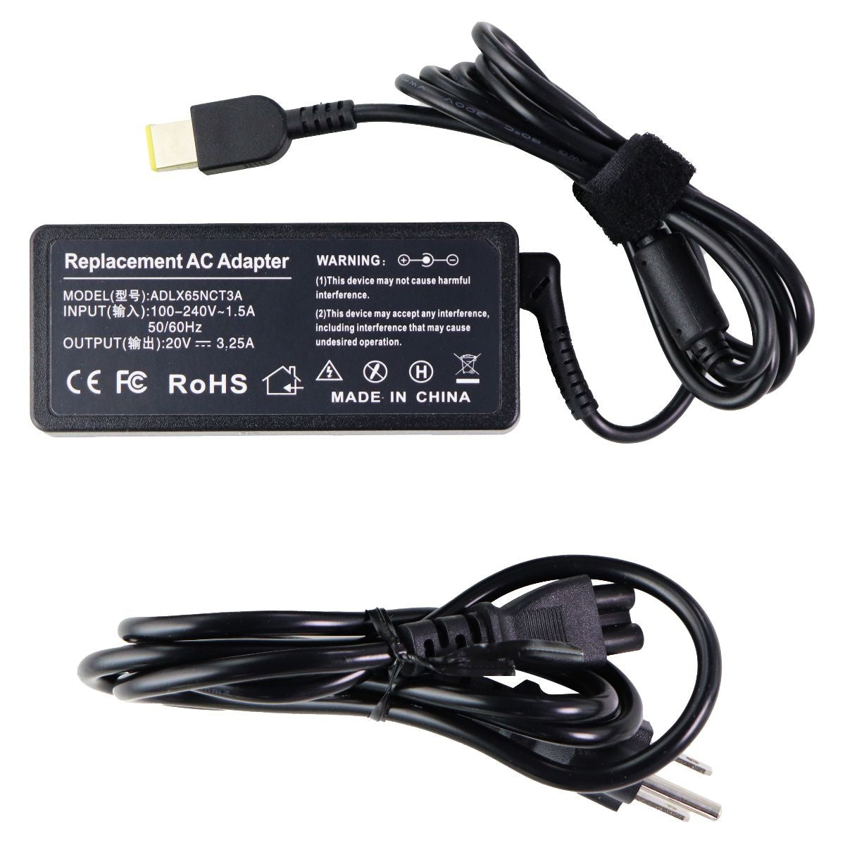 Replacement 65W A/C Adapter for Lenovo Computers (ADLX65NCT3A) - Black