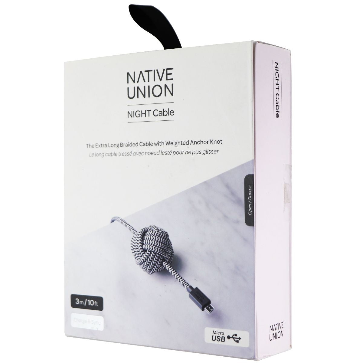 Native Union (NCABLE-MUSB-ZEB) Night Cable - USB to Micro USB cable 3 m - Zebra Cell Phone - Cables & Adapters Native Union - Simple Cell Bulk Wholesale Pricing - USA Seller