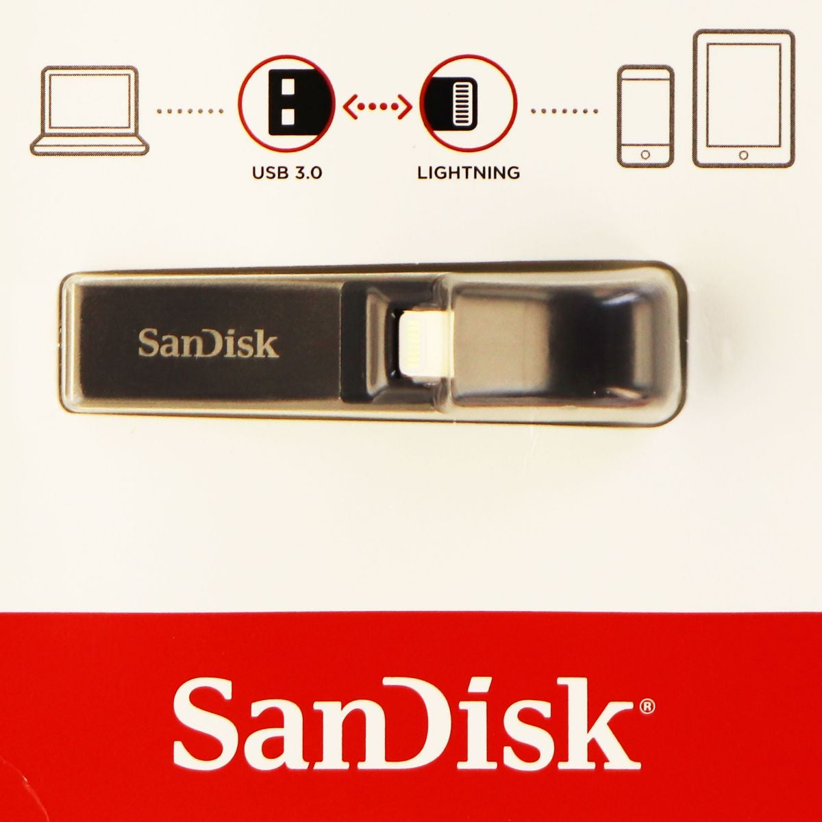 Sandisk iXpand 64GB USB 3.0 MFi Flash Drive Memory for iPhones & iPads Cell Phone - Memory Cards SanDisk - Simple Cell Bulk Wholesale Pricing - USA Seller