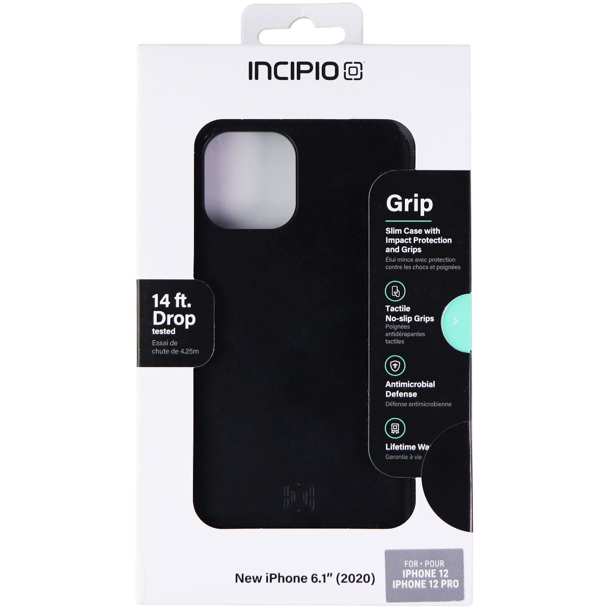 Incipio Grip Protective Case for Apple iPhone 12 Pro / iPhone 12 - Black Cell Phone - Cases, Covers & Skins Incipio - Simple Cell Bulk Wholesale Pricing - USA Seller