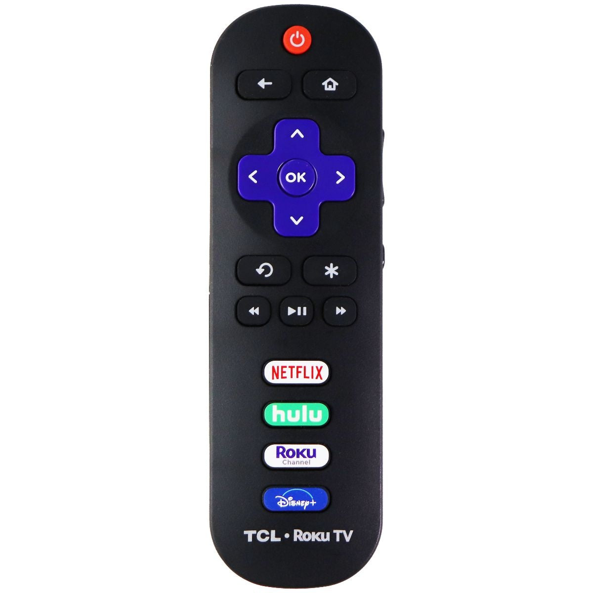 TCL Remote Control (TCLRMTSC201) w/ Netflix/Hulu/Disney+ Keys for TVs - Black TV, Video & Audio Accessories - Remote Controls TCL    - Simple Cell Bulk Wholesale Pricing - USA Seller
