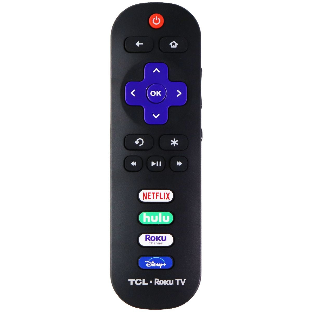TCL Remote Control (TCLRMTSC201) w/ Netflix/Hulu/Disney+ Keys for TVs - Black TV, Video & Audio Accessories - Remote Controls TCL - Simple Cell Bulk Wholesale Pricing - USA Seller
