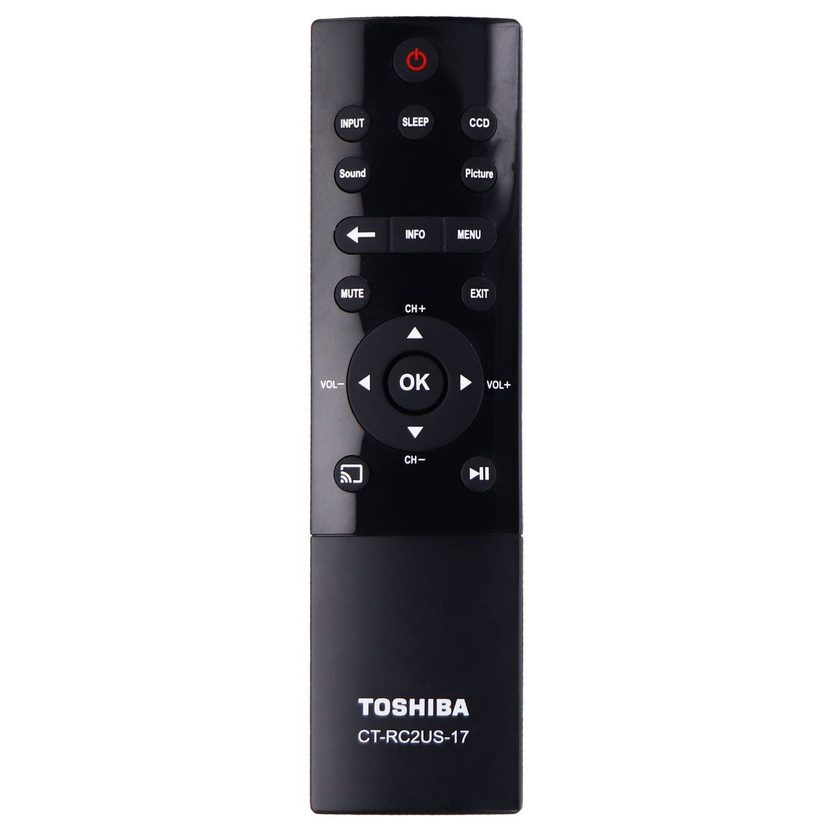 Toshiba Remote Control (CT-RC2US-17) for Select Toshiba TVs - Black TV, Video & Audio Accessories - Remote Controls Toshiba - Simple Cell Bulk Wholesale Pricing - USA Seller