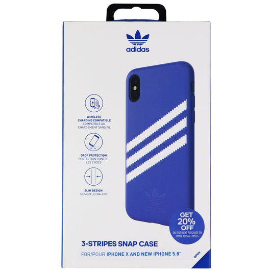 Adidas 3-Stripe Snap Case for Apple iPhone Xs and iPhone X - Blue and White Cell Phone - Cases, Covers & Skins Adidas    - Simple Cell Bulk Wholesale Pricing - USA Seller