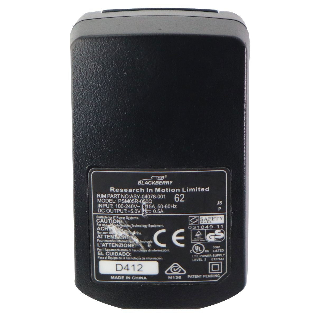 Blackberry USB AC Adapter Power Supply - PSM05R-050Q Cell Phone - Chargers & Cradles Blackberry - Simple Cell Bulk Wholesale Pricing - USA Seller