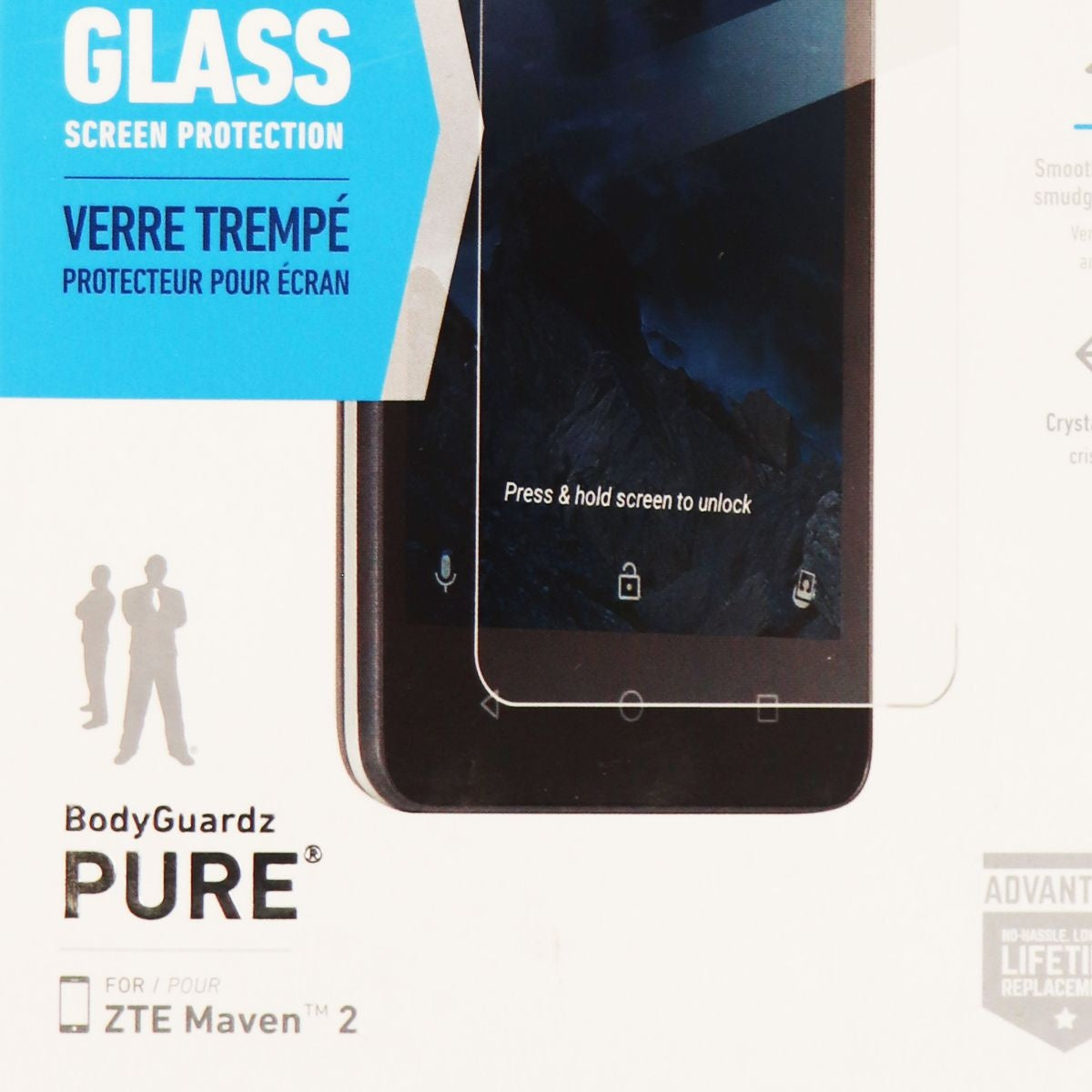 BodyGuardz Pure Series Premium Tempered Glass Screen for ZTE Maven 2 - Clear Cell Phone - Screen Protectors BODYGUARDZ - Simple Cell Bulk Wholesale Pricing - USA Seller