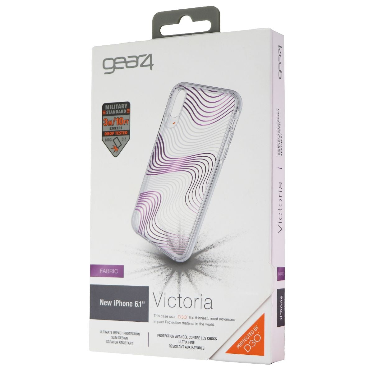 ZAGG Victoria Case for Apple iPhone XR - Clear / Purple Fabric Waves Cell Phone - Cases, Covers & Skins Zagg    - Simple Cell Bulk Wholesale Pricing - USA Seller