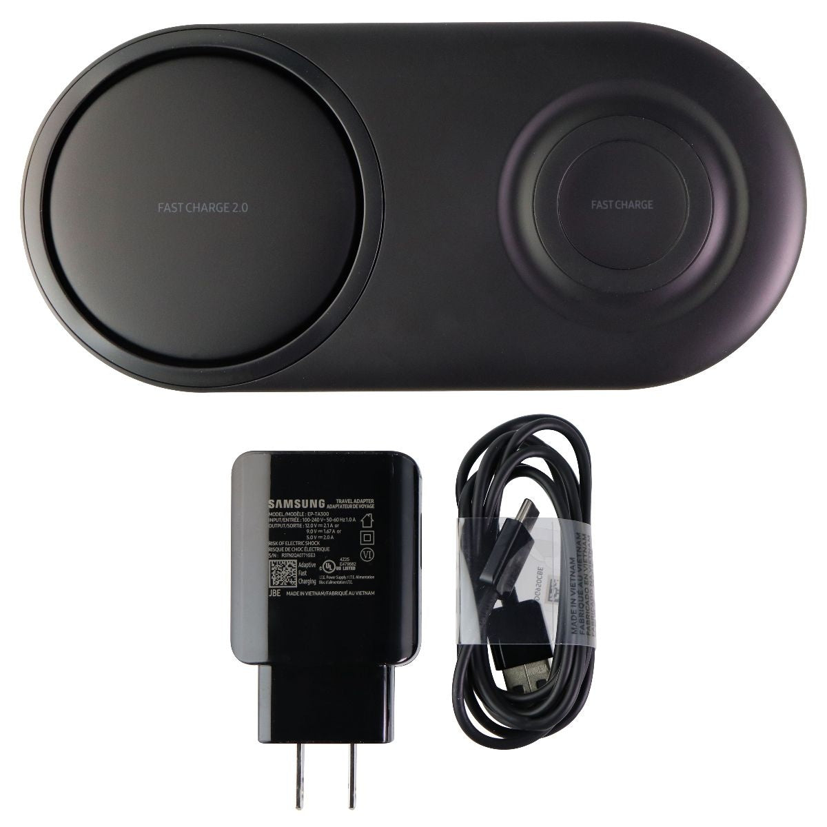 Samsung Duo 12W Qi Certified Fast Charge Wireless Charging Pad - Black EP-P5200 Cell Phone - Chargers & Cradles Samsung - Simple Cell Bulk Wholesale Pricing - USA Seller