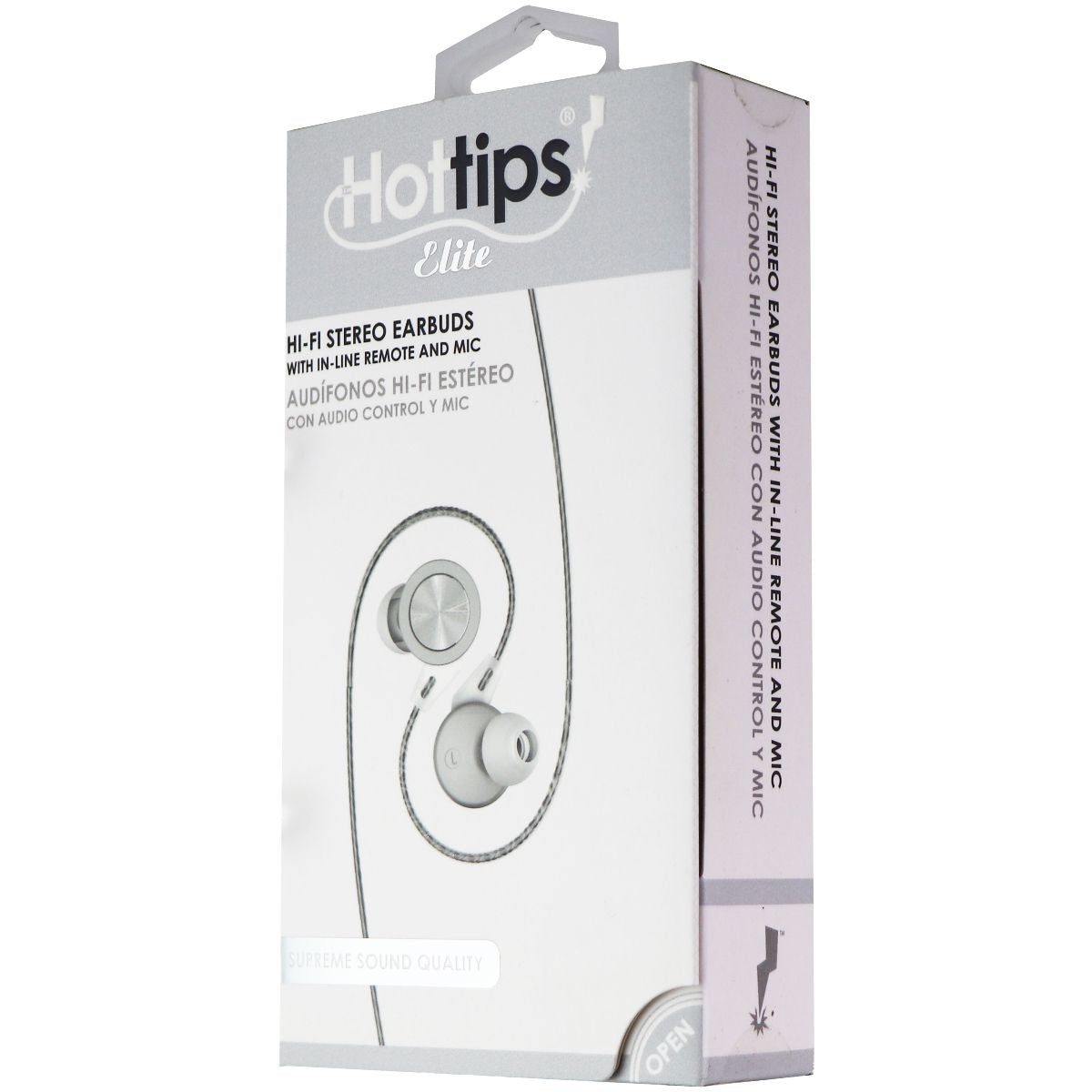 Hottips Elite Wired 3.5mm Hi-Fi Stereo EarBuds with In-line Remote/Mic - Silver Portable Audio - Headphones Hottips - Simple Cell Bulk Wholesale Pricing - USA Seller