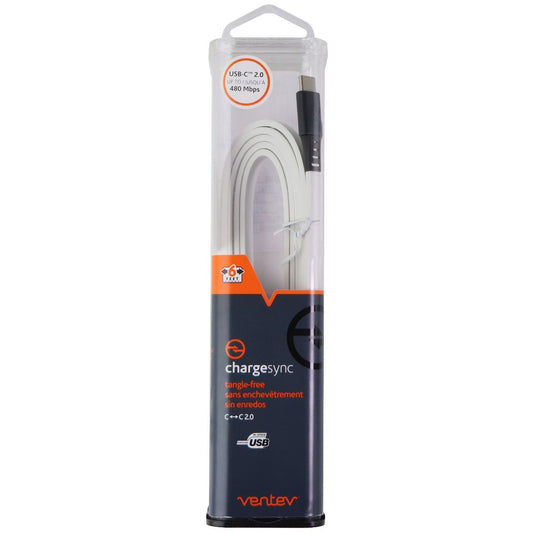 Ventev 6-Ft ChargeSync (USB-C) to (USB-C) Flat Tangle-Free Cable - White