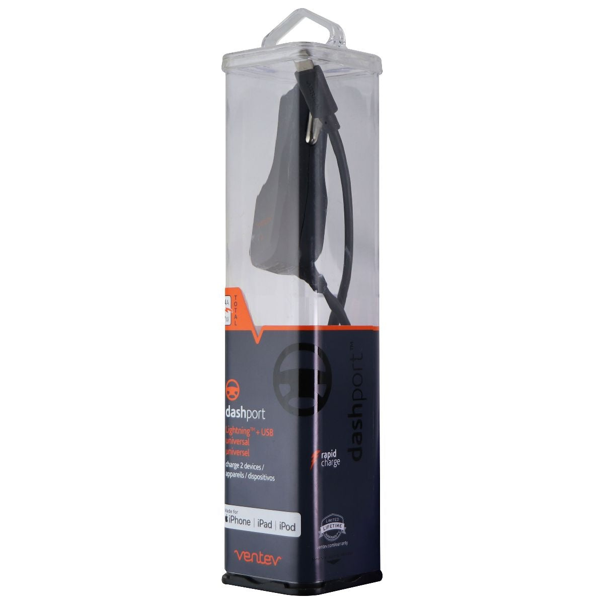 Ventev Coiled Car Charger with Connector and Extra USB Port - Black Cell Phone - Chargers & Cradles Ventev - Simple Cell Bulk Wholesale Pricing - USA Seller