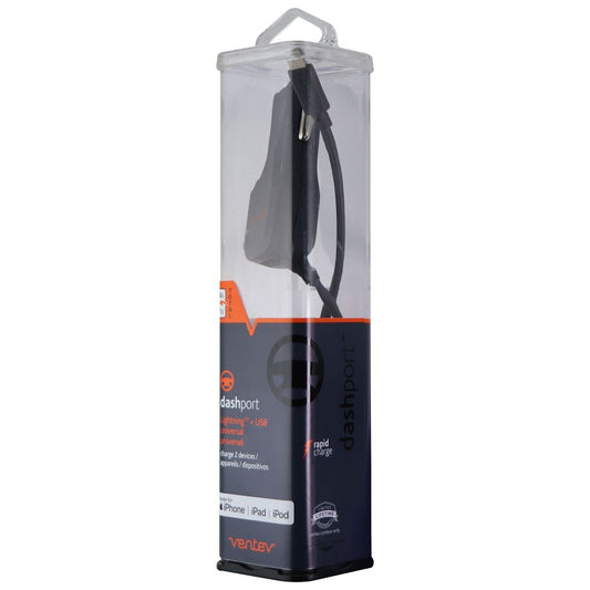 Ventev Coiled Car Charger with Connector and Extra USB Port - Black Cell Phone - Chargers & Cradles Ventev - Simple Cell Bulk Wholesale Pricing - USA Seller