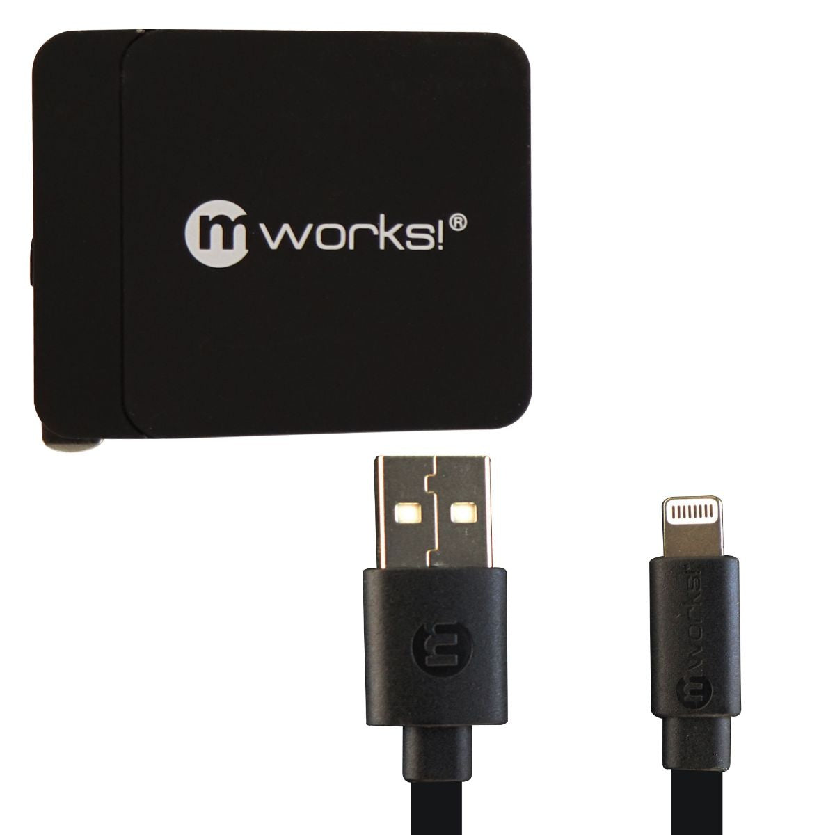 mWorks mPower 6 Foot Flat Lightning 8-Pin Cable w/ 2.4A Wall Charger for iPhones Cell Phone - Chargers & Cradles mWorks! - Simple Cell Bulk Wholesale Pricing - USA Seller
