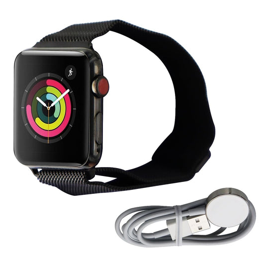 Apple Watch Series 3 (A1861) GPS + Cellular 42mm Black Stainless Steel/Milanese Smart Watches Apple - Simple Cell Bulk Wholesale Pricing - USA Seller