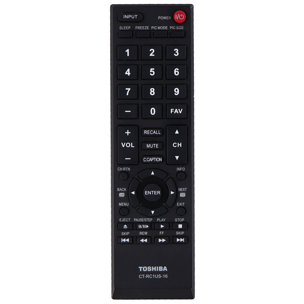 Toshiba Remote Control (CT-RC1US-16) for Select Toshiba TVs - Black TV, Video & Audio Accessories - Remote Controls Toshiba - Simple Cell Bulk Wholesale Pricing - USA Seller