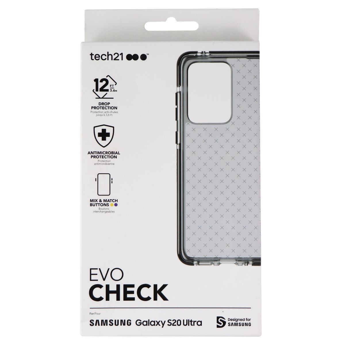 Tech21 Evo Check Flexible Case for Samsung Galaxy S20 Ultra 5G - Smokey Black Cell Phone - Cases, Covers & Skins Tech21 - Simple Cell Bulk Wholesale Pricing - USA Seller