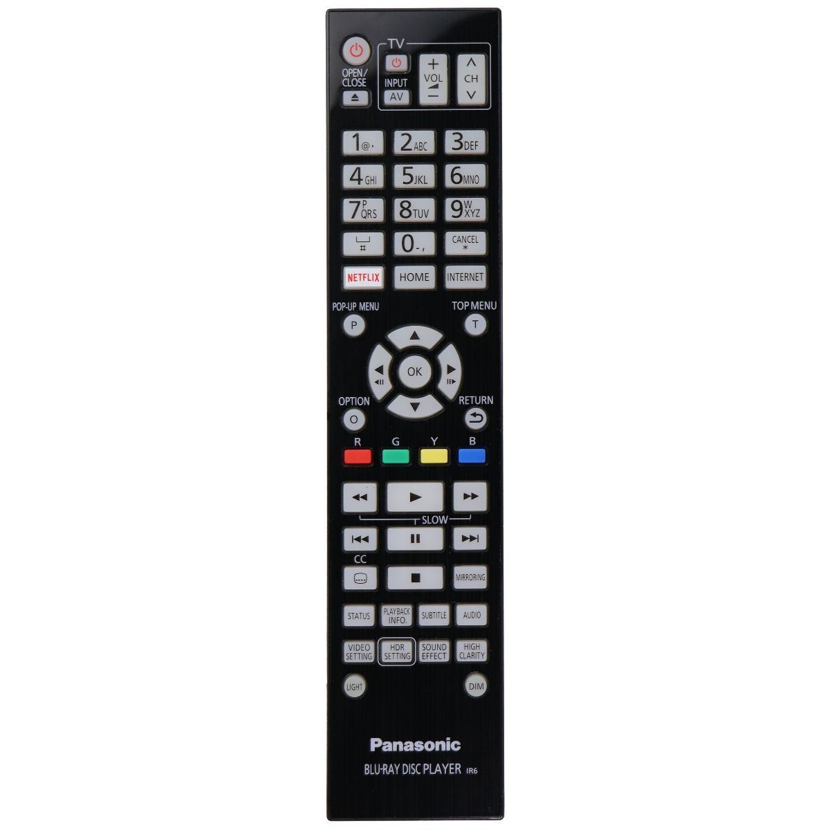 Panasonic OEM Blu-Ray Disc Play IR6 Remote Control - Black (N2QAYA000175) TV, Video & Audio Accessories - Remote Controls Panasonic - Simple Cell Bulk Wholesale Pricing - USA Seller