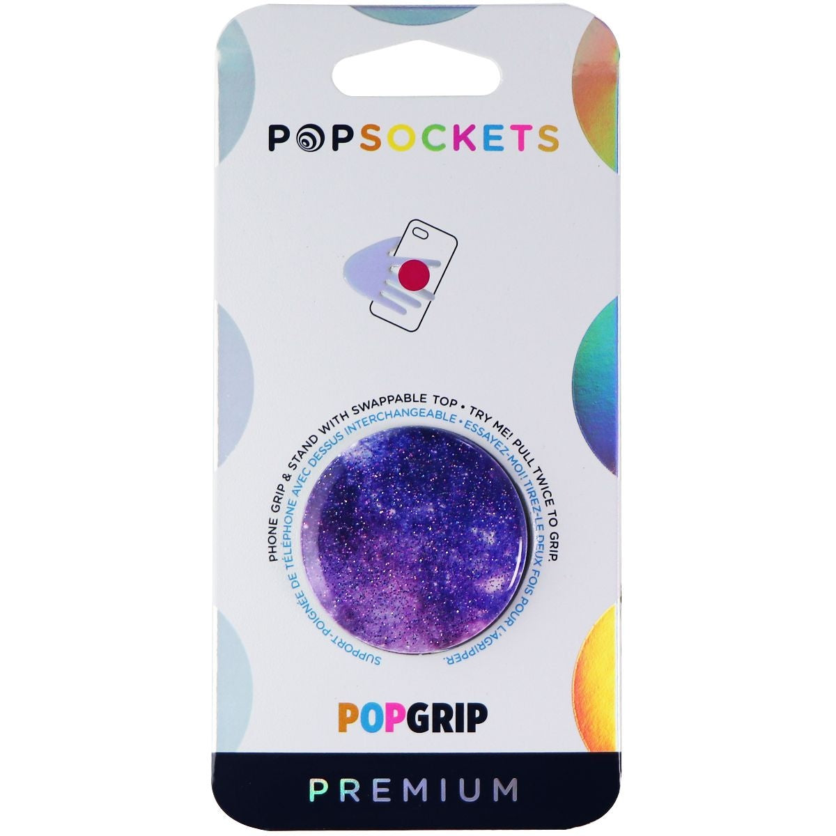 PopSockets PopGrip with Swappable Top for Phones & Tablets - Glitter Nebula Cell Phone - Mounts & Holders PopSockets - Simple Cell Bulk Wholesale Pricing - USA Seller
