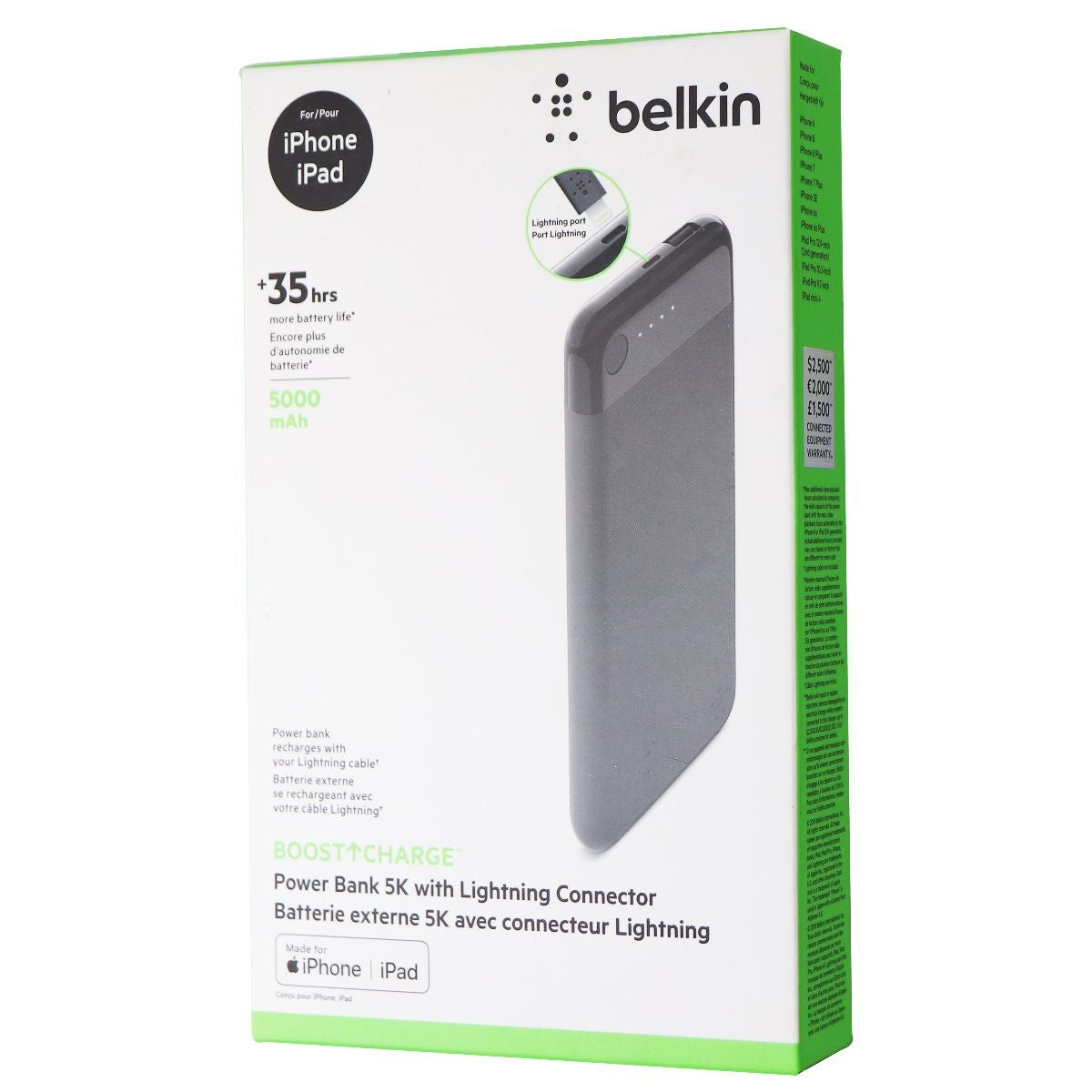 Belkin Boost Charge 5,000mAh Portable Power Bank - Black Cell Phone - Chargers & Cradles Belkin - Simple Cell Bulk Wholesale Pricing - USA Seller