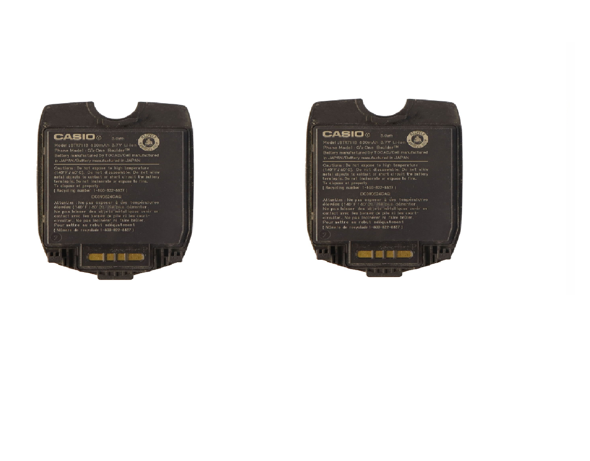 KIT 2x Casio BTR711B 800 mAh Replacement Battery for Gzone Boulder Cell Phone - Batteries Casio - Simple Cell Bulk Wholesale Pricing - USA Seller