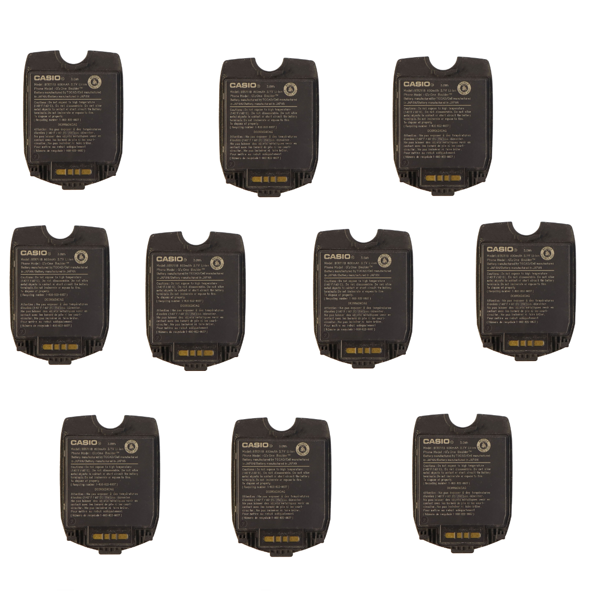 KIT 10x Casio BTR711B 800 mAh Replacement Battery for Gzone Boulder Cell Phone - Batteries Casio - Simple Cell Bulk Wholesale Pricing - USA Seller