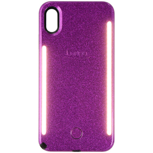 LuMee Duo Instafame LED Case for Apple iPhone Xs Max - Purple Glitter Cell Phone - Cases, Covers & Skins LuMee    - Simple Cell Bulk Wholesale Pricing - USA Seller