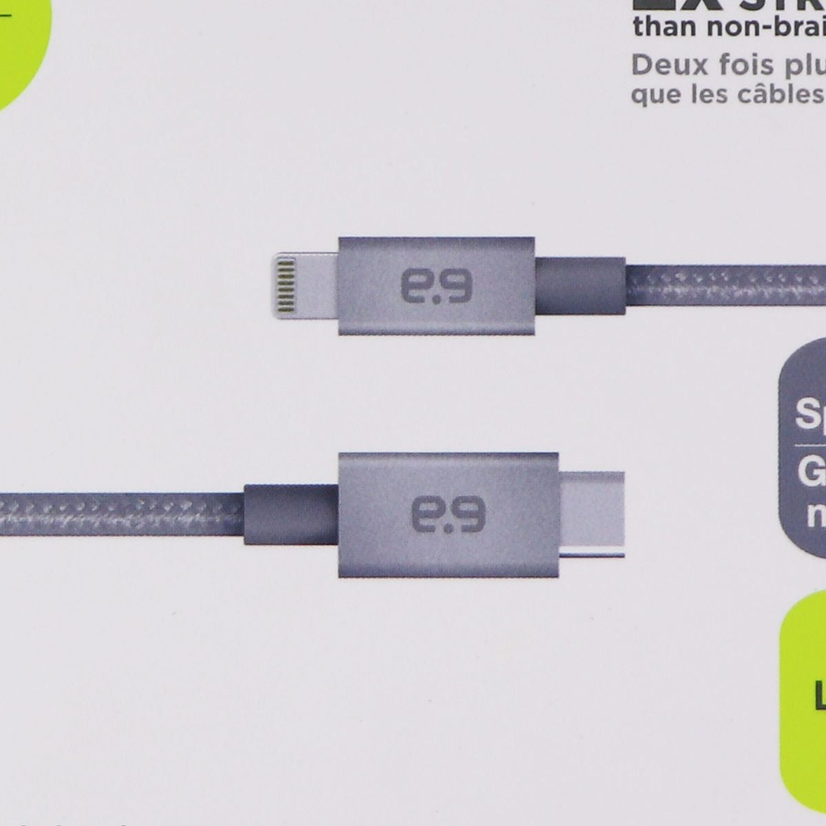 PureGear Braided MFI to USB-C 6ft. Charging Cable - Metallic Space Gray Cell Phone - Cables & Adapters PureGear - Simple Cell Bulk Wholesale Pricing - USA Seller