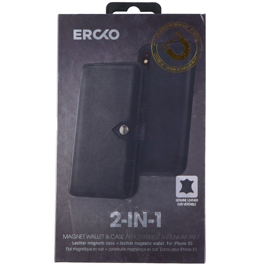 Ercko 2-in-1 Magnet Wallet Leather Case for Apple iPhone Xs - Black Cell Phone - Cases, Covers & Skins Ercko    - Simple Cell Bulk Wholesale Pricing - USA Seller