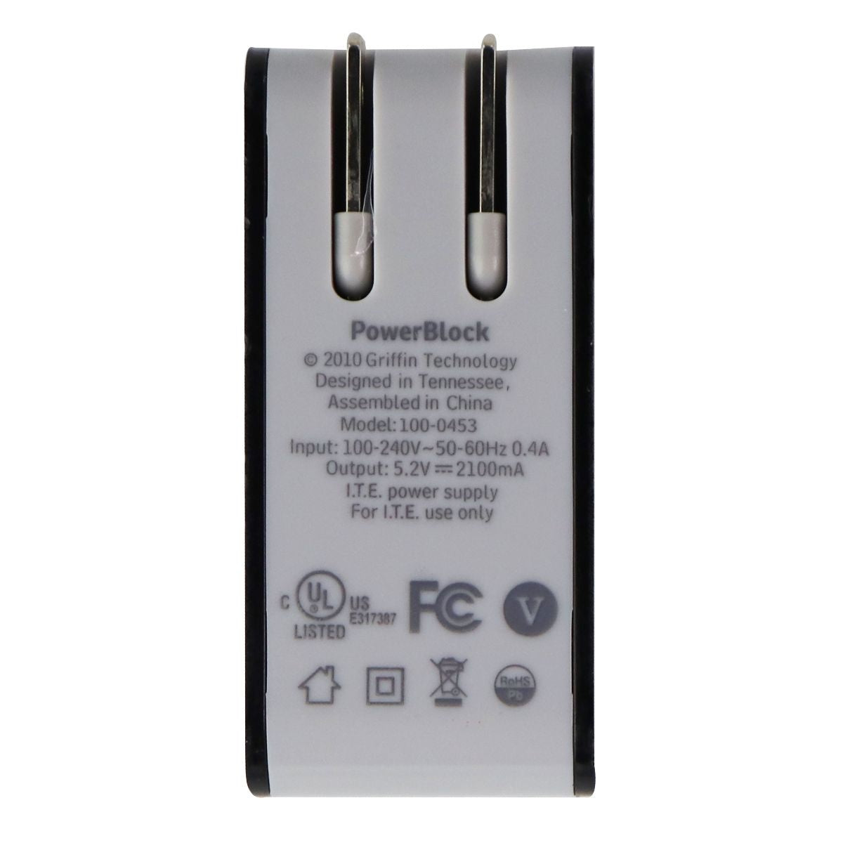 Griffin PowerBlock 2.1A Wall Charger Single USB Adapter - Black (100-0453) Cell Phone - Chargers & Cradles Griffin - Simple Cell Bulk Wholesale Pricing - USA Seller