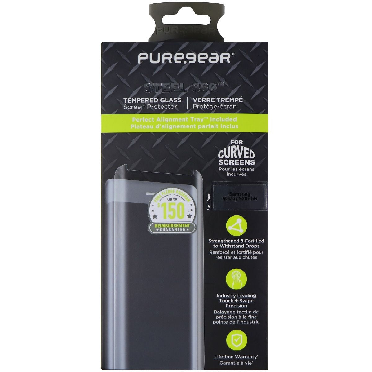 PureGear Steel 360 Tempered Glass for Samsung Galaxy (S20+) 5G - Clear Cell Phone - Screen Protectors PureGear    - Simple Cell Bulk Wholesale Pricing - USA Seller