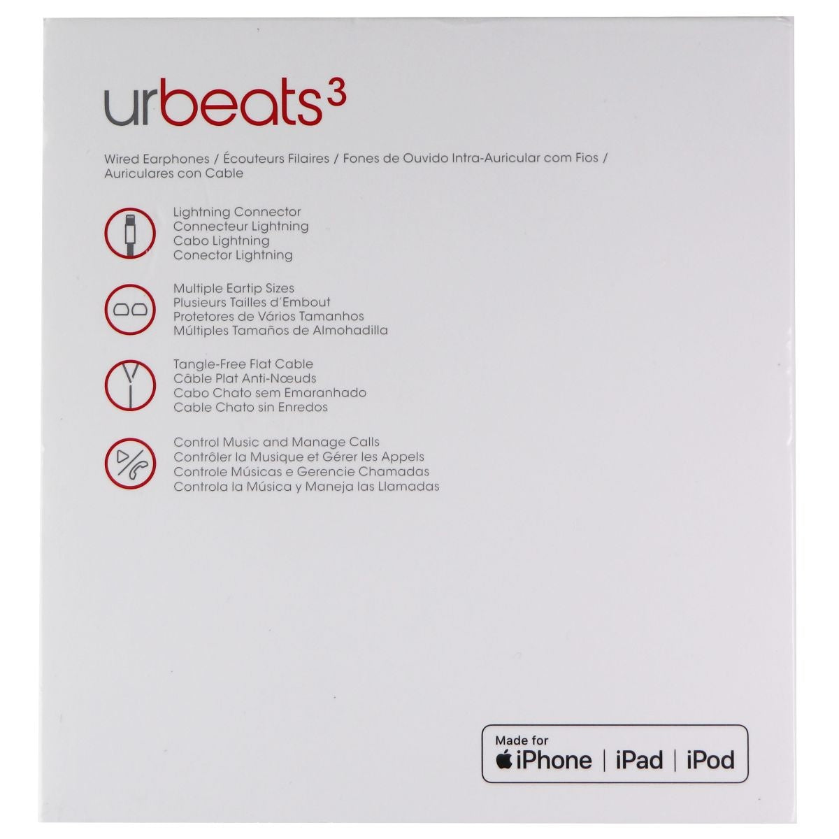 Beats urBeats3 Earphones for iPhones - Black (MU992LL/A) Portable Audio - Headphones Beats by Dr. Dre - Simple Cell Bulk Wholesale Pricing - USA Seller