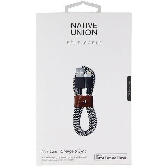 Native Union (BELT-KV-L-ZEB2) 4Ft Cable for USB Devices - Black/White Cell Phone - Cables & Adapters Native Union    - Simple Cell Bulk Wholesale Pricing - USA Seller