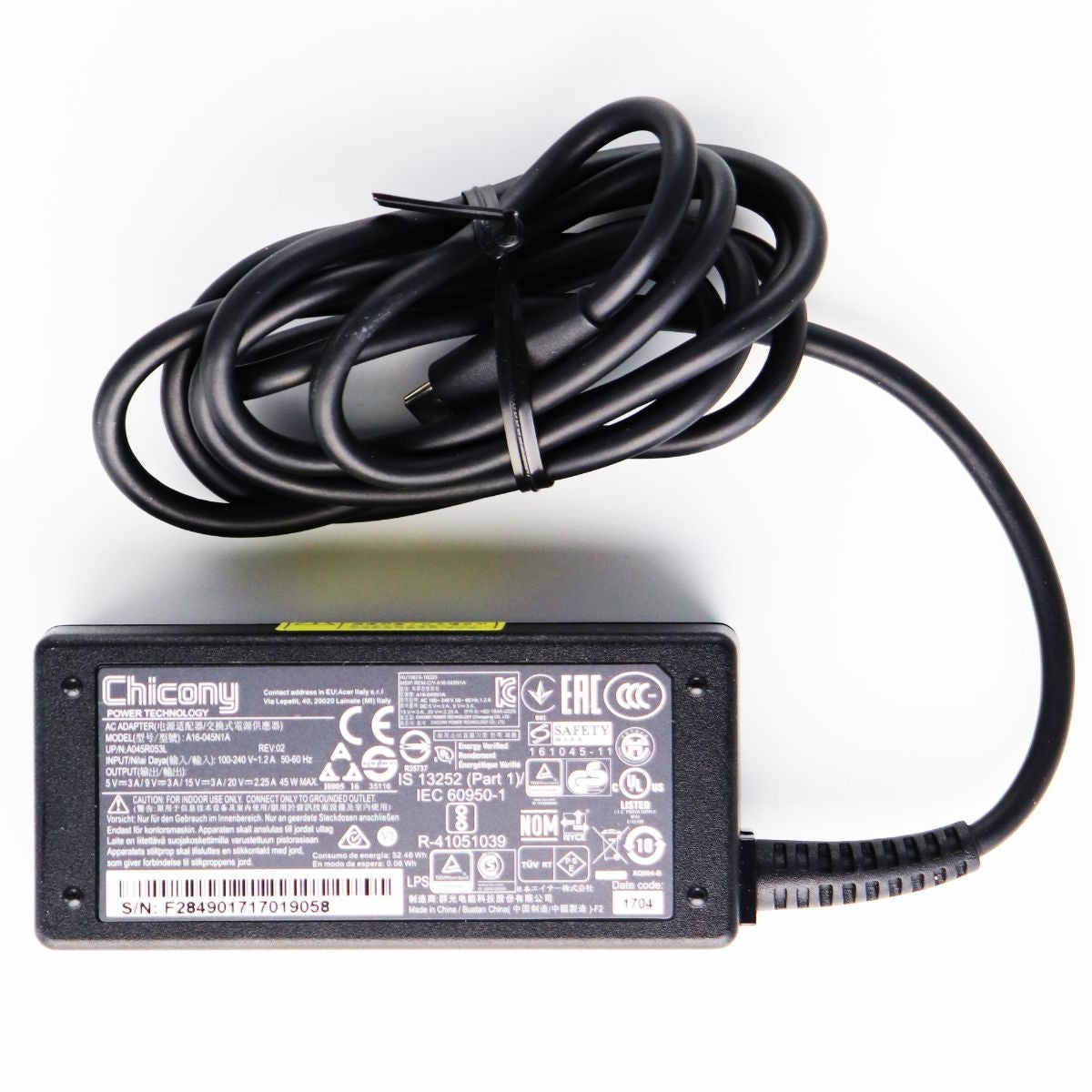 OEM Replacement Laptop Charger Power Adapter CHICONY A16-045N1A Computer Accessories - Laptop Power Adapters/Chargers CHICONY - Simple Cell Bulk Wholesale Pricing - USA Seller