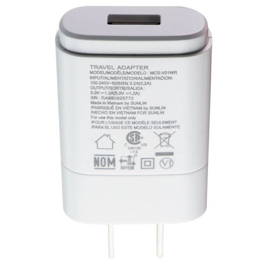 LG Single USB (5.0V/1.2A) Travel Wall Adapter Charger - White (MCS-V01WR/P) Cell Phone - Chargers & Cradles LG    - Simple Cell Bulk Wholesale Pricing - USA Seller