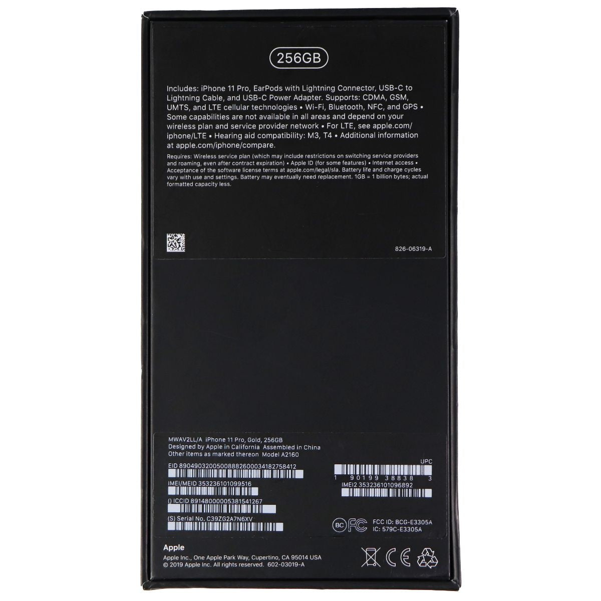 Apple iPhone 11 Pro RETAIL BOX - 256GB / Gold - NO DEVICE Cell Phone - Other Accessories Apple    - Simple Cell Bulk Wholesale Pricing - USA Seller