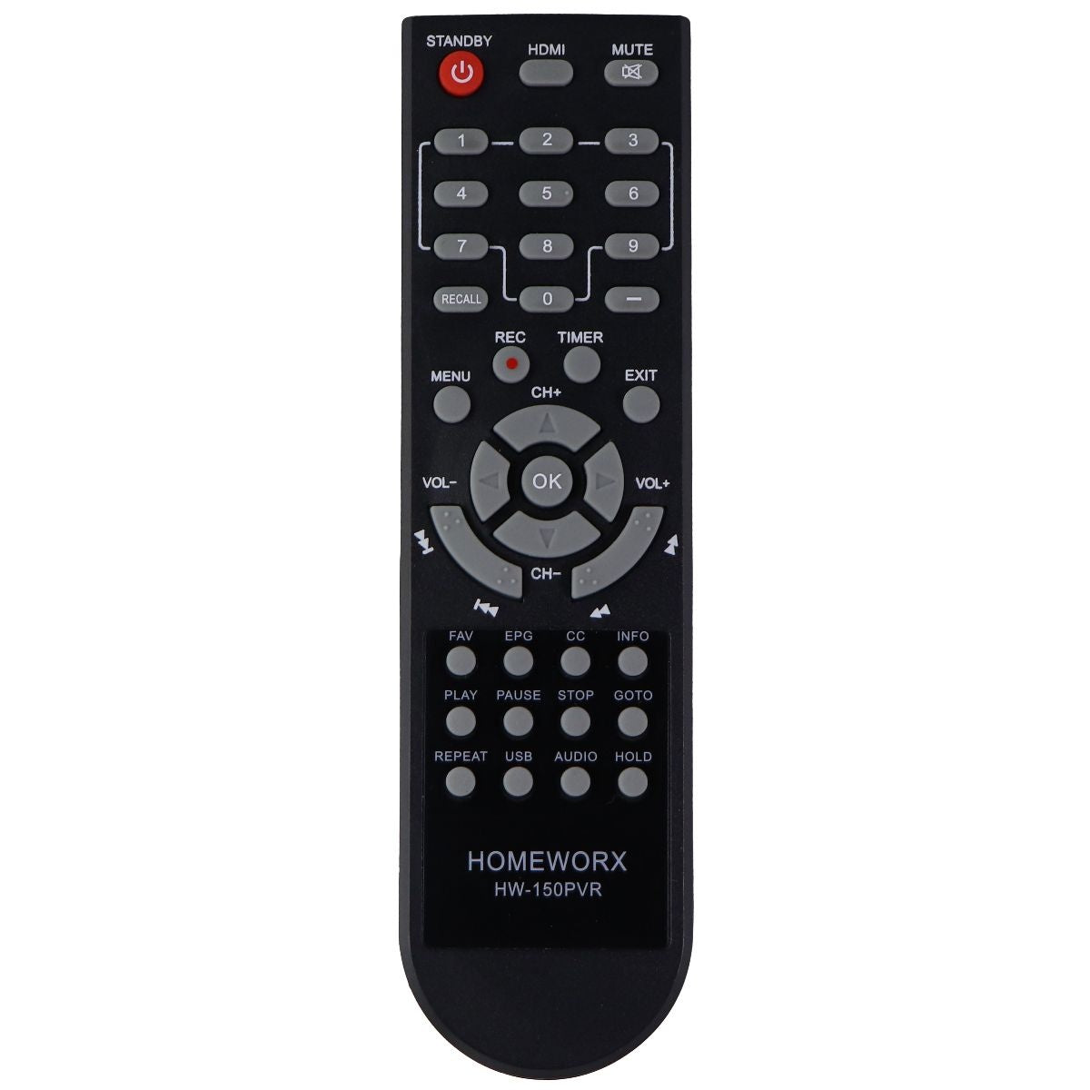 Homeworx Remote Control (HW-150PVR) for Mediasonic Digital Converter Box - Black TV, Video & Audio Accessories - Remote Controls HomeWorX    - Simple Cell Bulk Wholesale Pricing - USA Seller