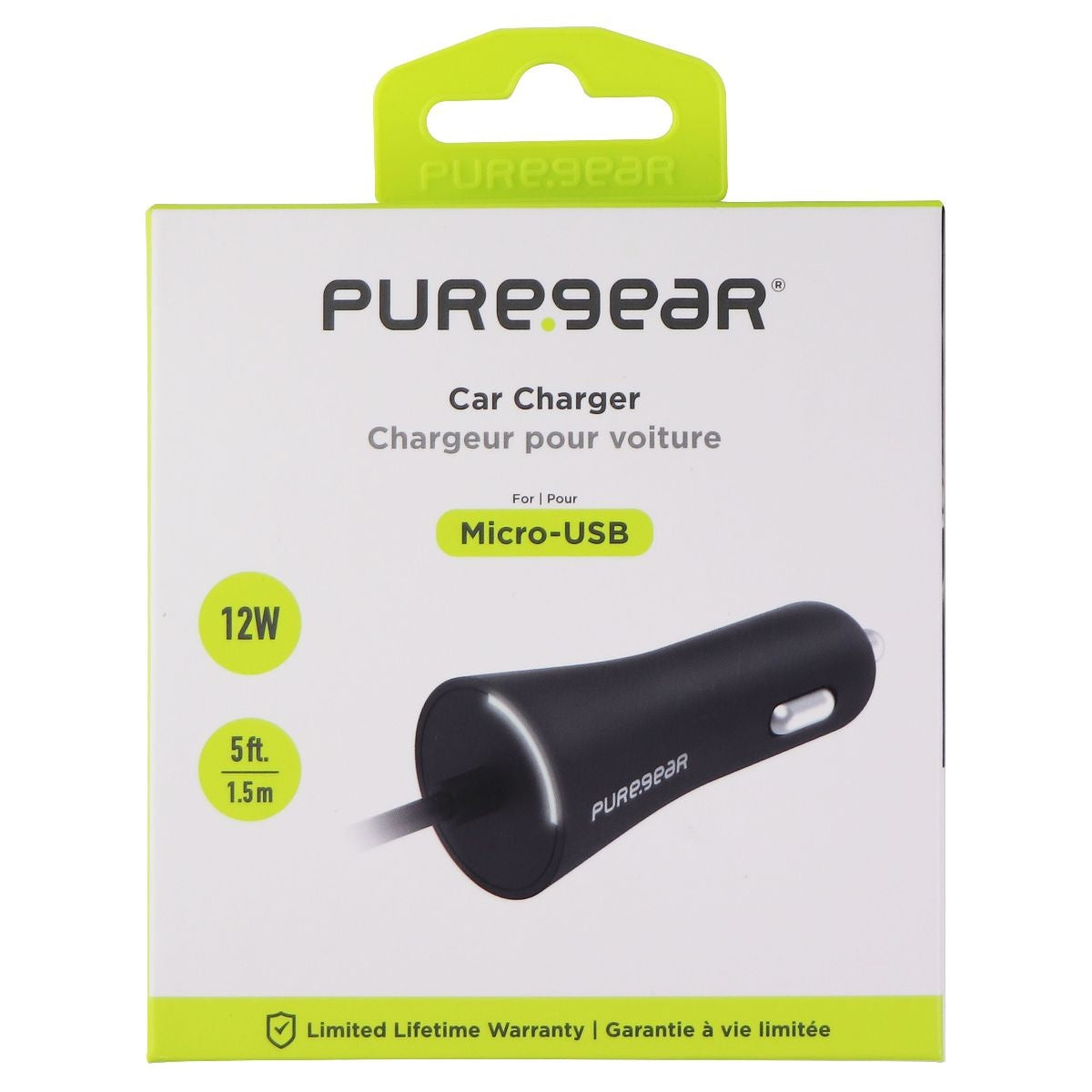 PureGear (12W/2.4A) Micro-USB Car Charger - Black (62804PG) Cell Phone - Chargers & Cradles PureGear    - Simple Cell Bulk Wholesale Pricing - USA Seller