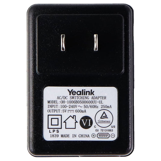 Yealink (5V/600mA) AC/DC Single USB Adapter/Charger Black (0H-1006B0500600UU-UL) Cell Phone - Chargers & Cradles Yealink    - Simple Cell Bulk Wholesale Pricing - USA Seller